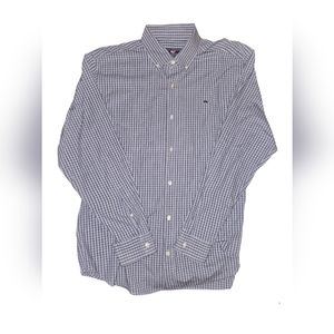 Vineyard Vines Whale Shirt Button Down Blue Grey Check Casual Shirt Size XL